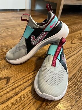 Nike kids Slip-On Athletic Sneakers - Gray, Teal & Pink NWOT
